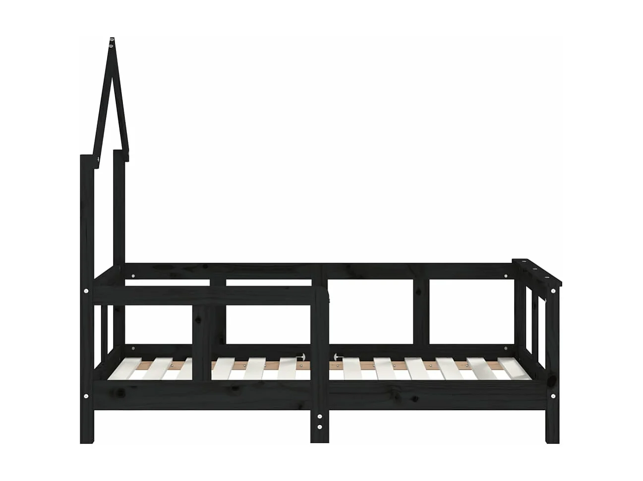 Cadre de lit pour enfant noir 70x140 bois de pin massif
