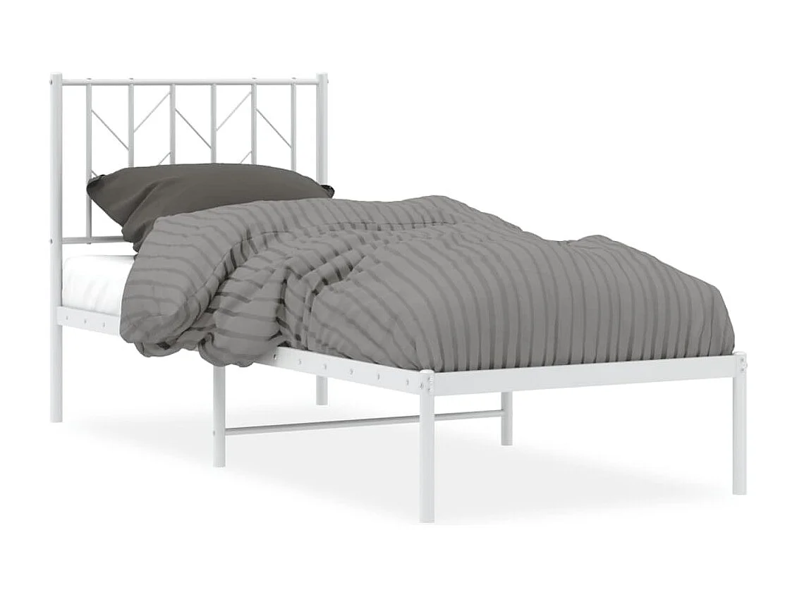 vidaXL Estructura de cama de metal con cabecero blanco 75x190 cm
