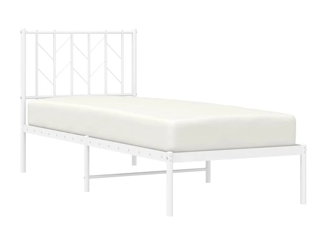 vidaXL Estructura de cama de metal con cabecero blanco 75x190 cm