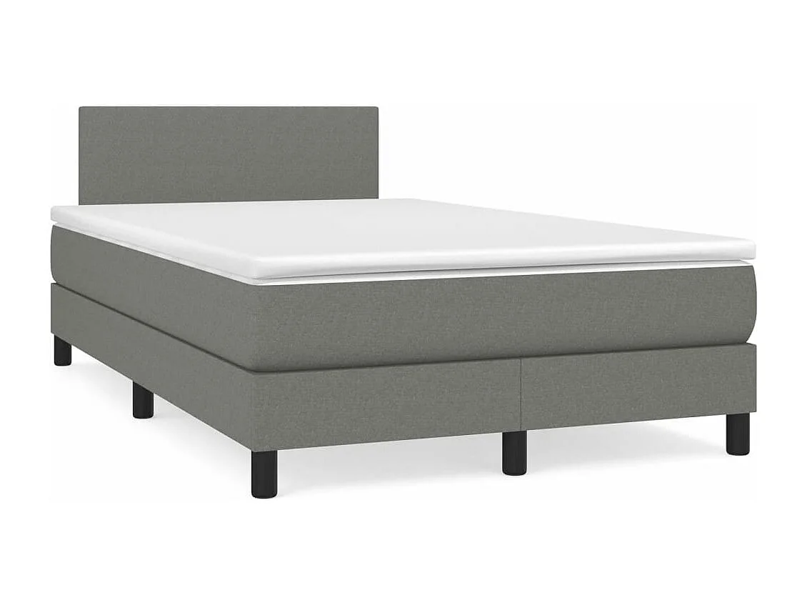 Sommier à lattes de lit avec matelas gris foncé 120x190 tissu