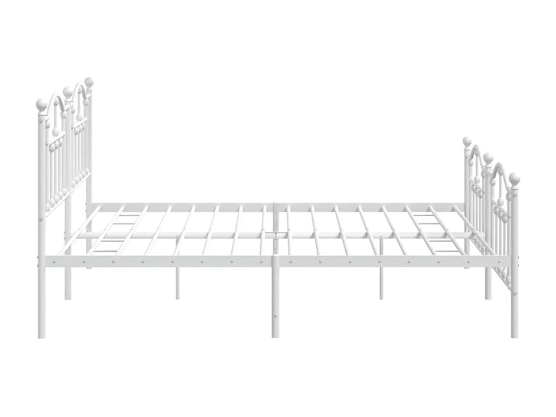 Cadre de lit métal avec tête de lit-pied de lit blanc 193x203