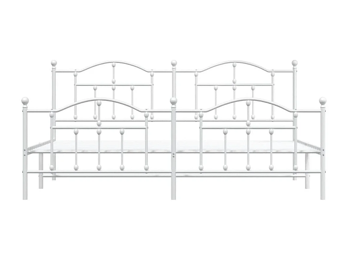 Cadre de lit métal avec tête de lit-pied de lit blanc 193x203