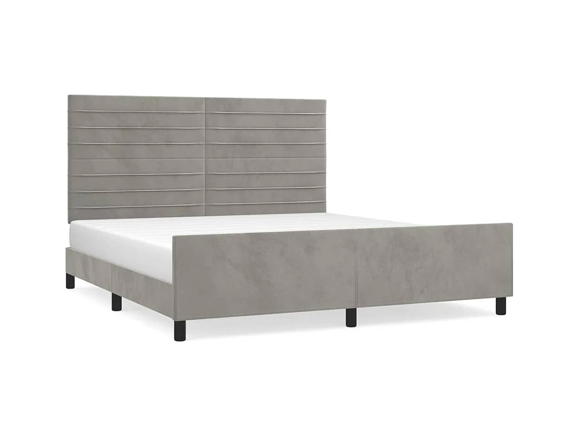 Cadre de lit avec tête de lit Gris clair 180x200 Velours