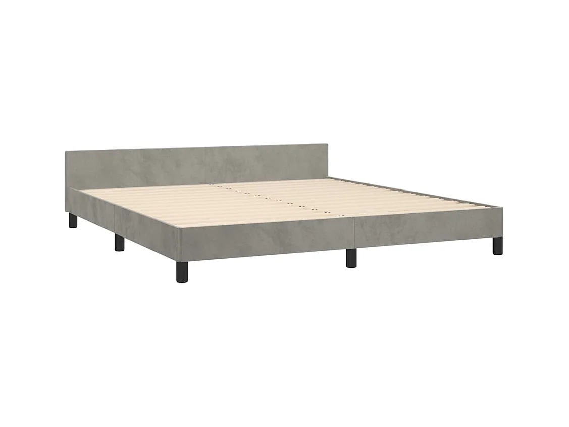 Bedframe met hoofdeinde fluweel lichtgrijs 180x200 cm