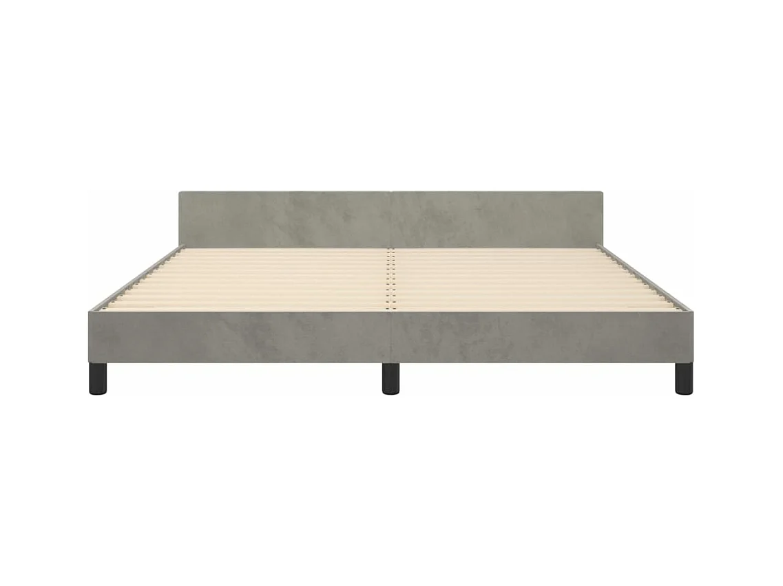 Bedframe met hoofdeinde fluweel lichtgrijs 180x200 cm