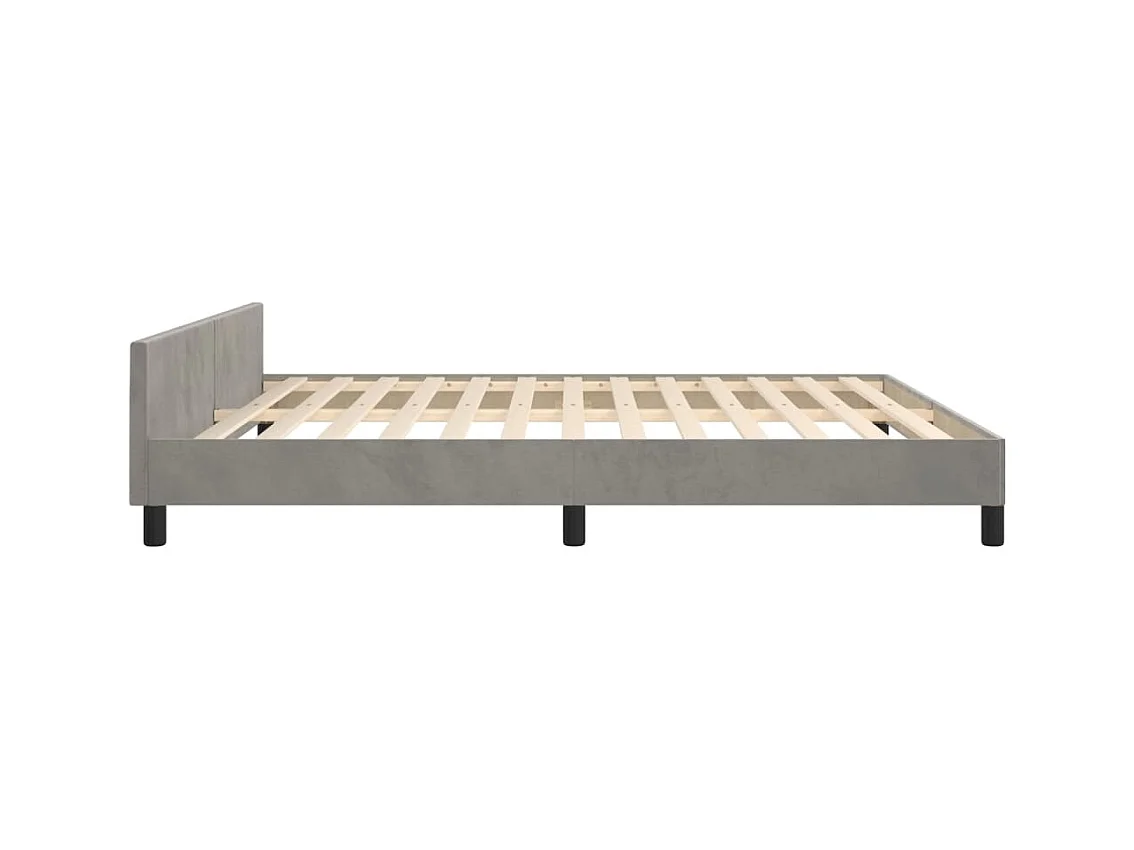 Bedframe met hoofdeinde fluweel lichtgrijs 180x200 cm