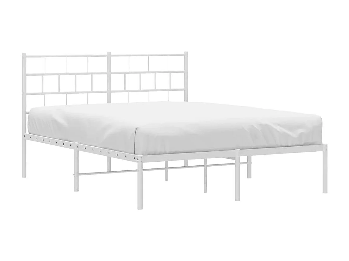 vidaXL Estructura de cama de metal con cabecero blanca 135x190 cm