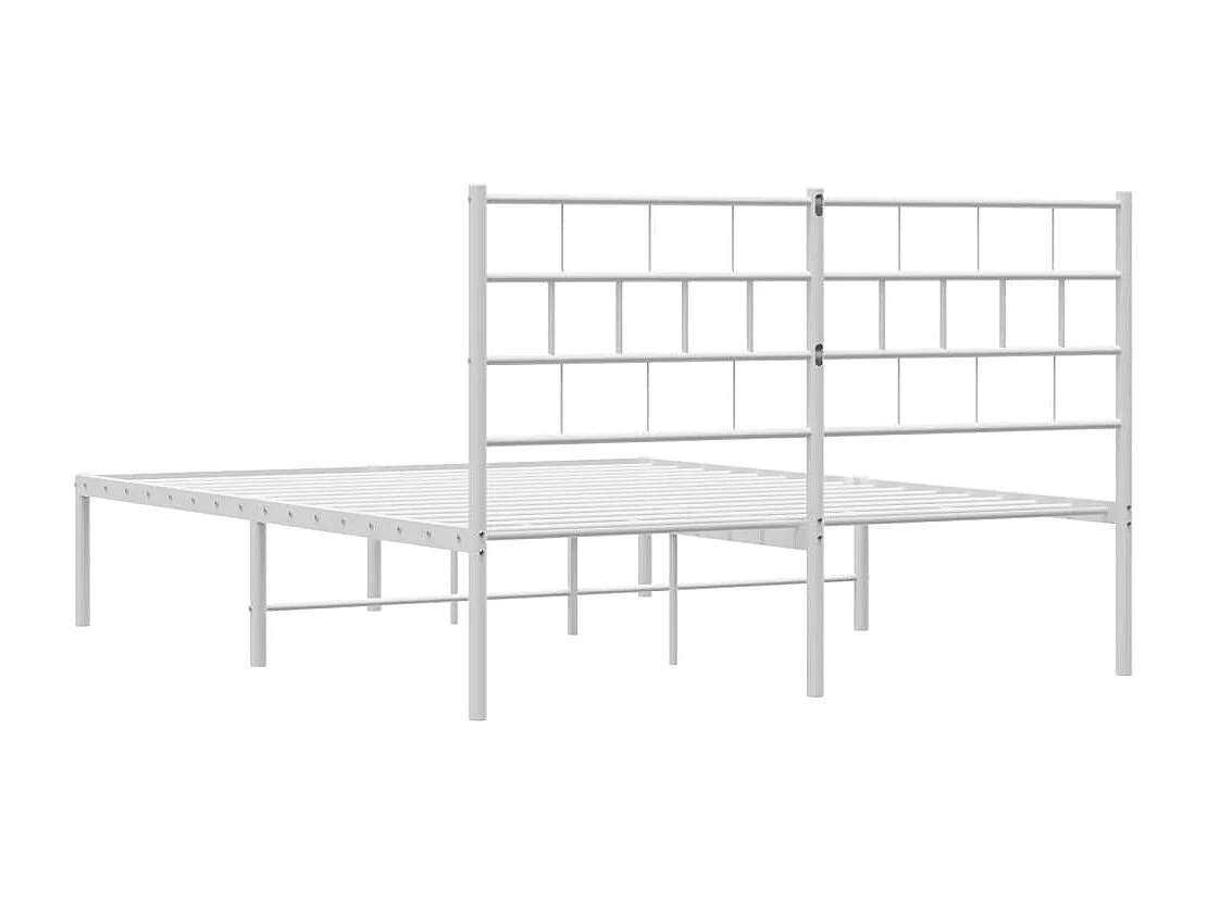 vidaXL Estructura de cama de metal con cabecero blanca 135x190 cm