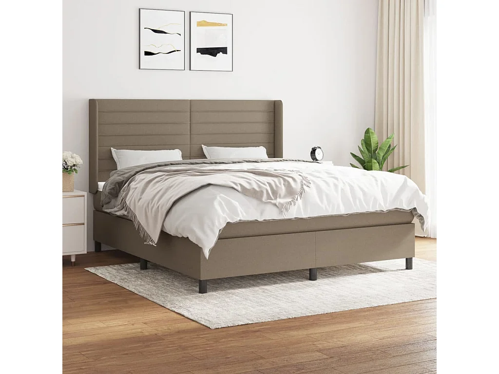 Sommier à lattes de lit avec matelas Taupe 160x200 Tissu