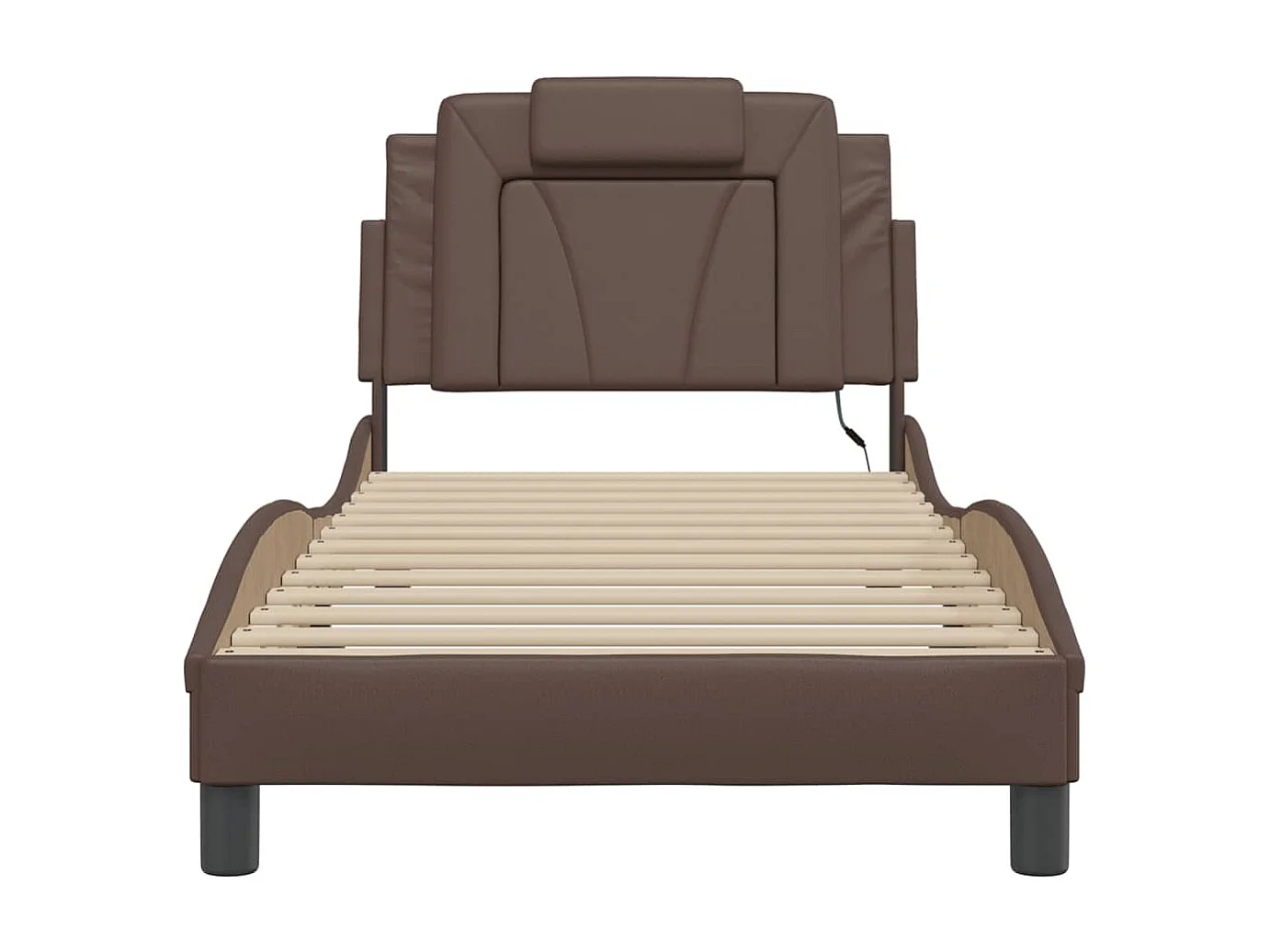 Cadre de lit avec lumières LED marron 90x190 similicuir