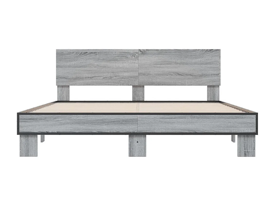 Cadre de lit sonoma gris 160x200 bois d'ingénierie et métal
