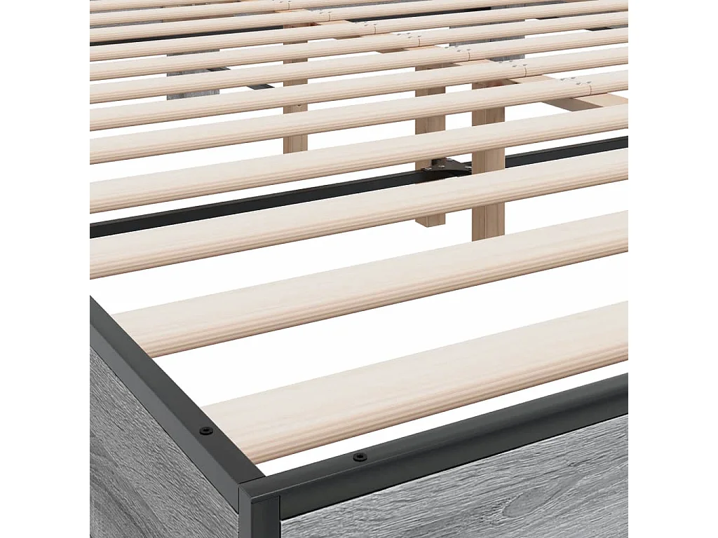 Cadre de lit sonoma gris 160x200 bois d'ingénierie et métal