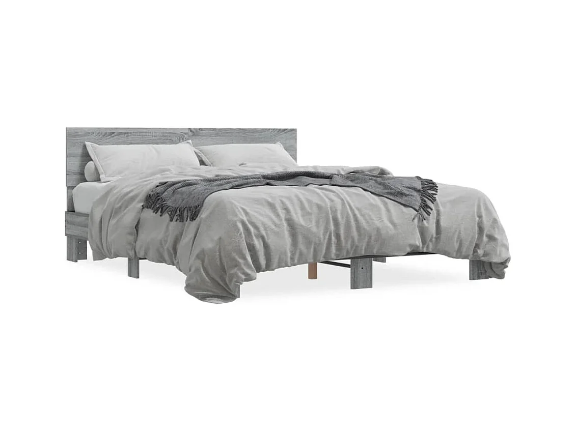 Cadre de lit sonoma gris 160x200 bois d'ingénierie et métal
