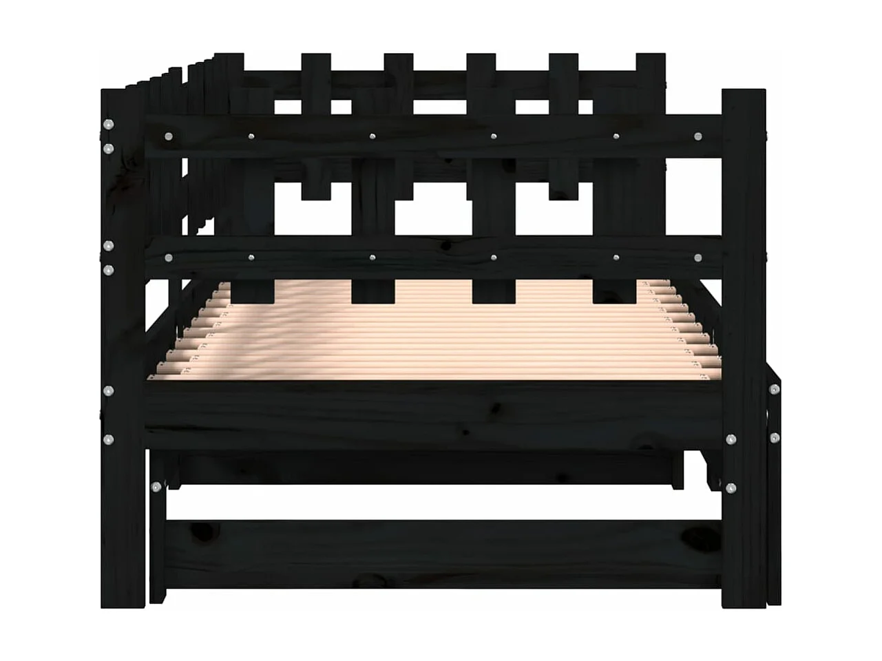 Lit coulissant Noir 2x(90x200) cm Bois de pin massif