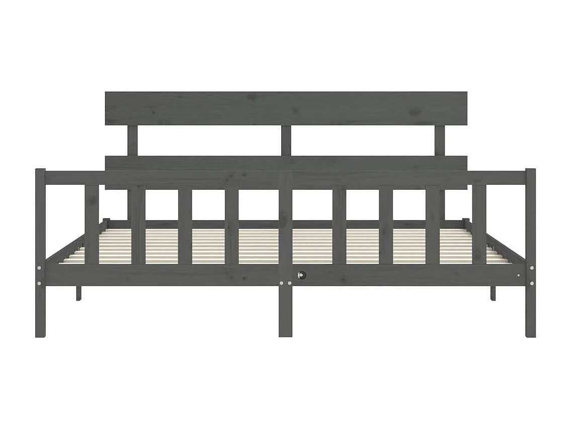 Cadre de lit avec tête de lit gris 200x200 bois massif