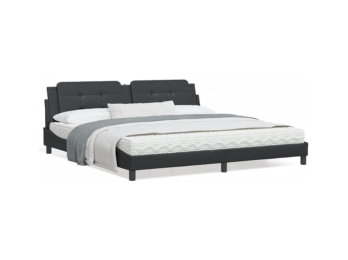 vidaXL Estructura de cama con cabecero cuero sintético negro 200x200cm