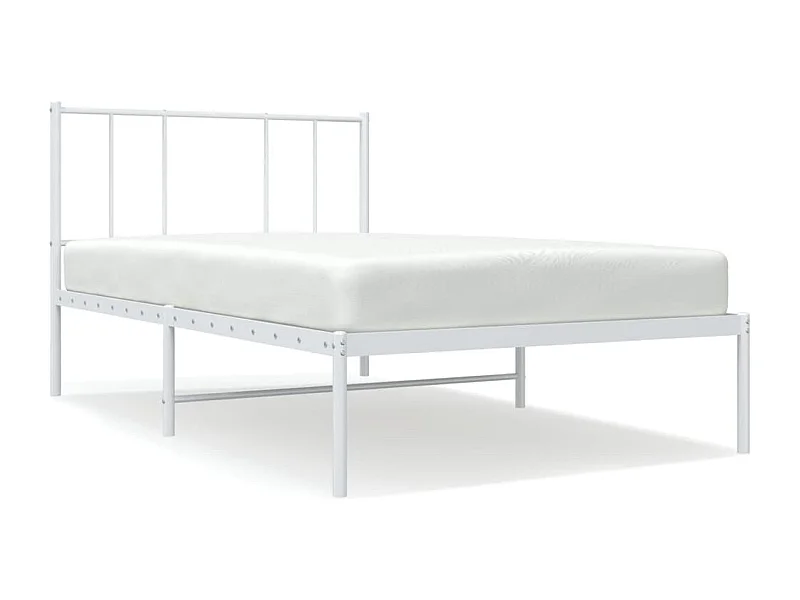 Cadre de lit métal avec tête de lit blanc 75x190