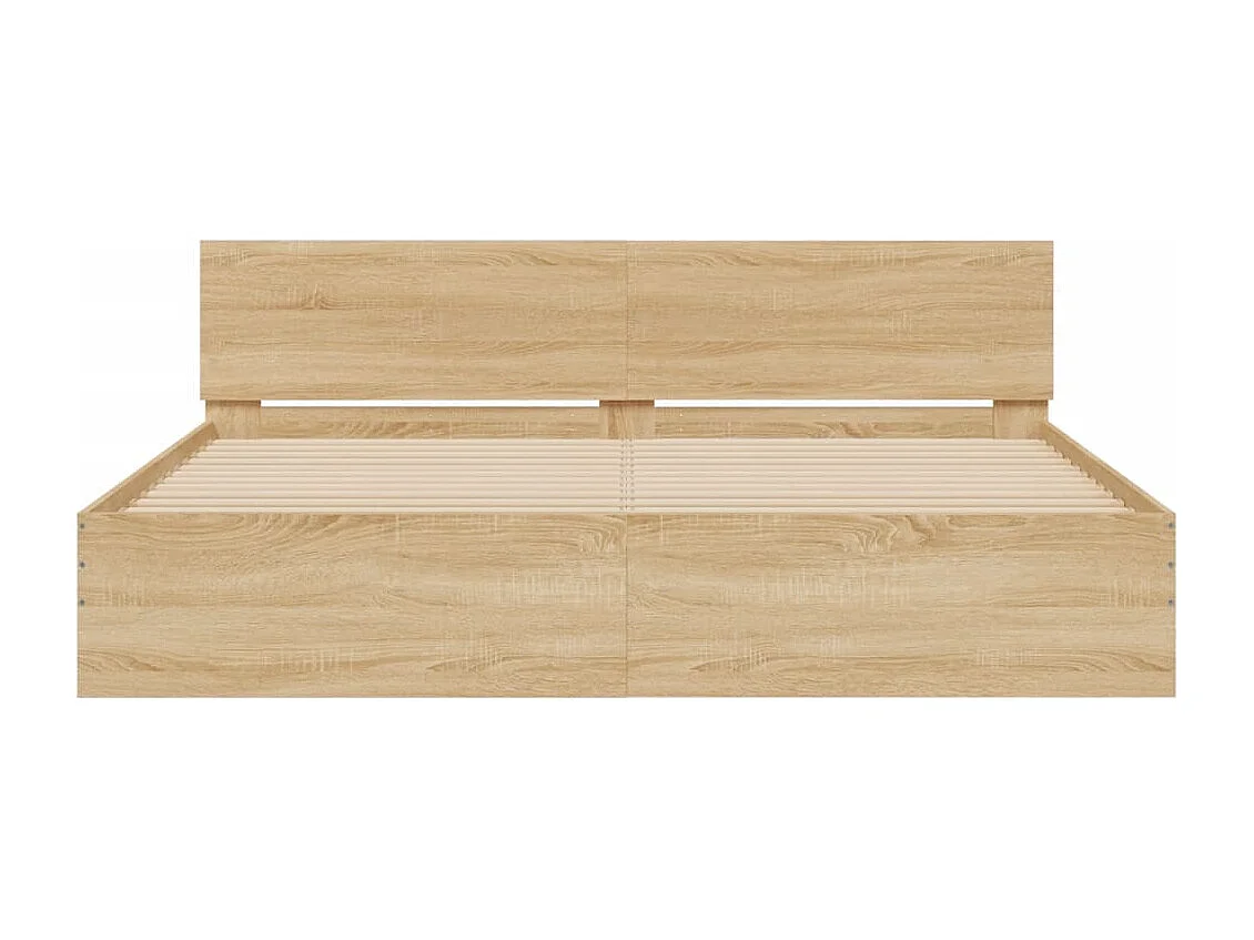 Cadre de lit avec tête de lit et LED chêne sonoma 200x200