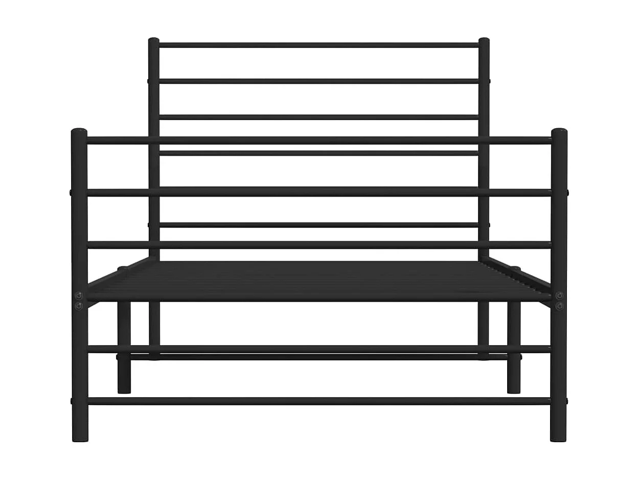 Cadre de lit métal avec tête de lit-pied de lit noir 100x200