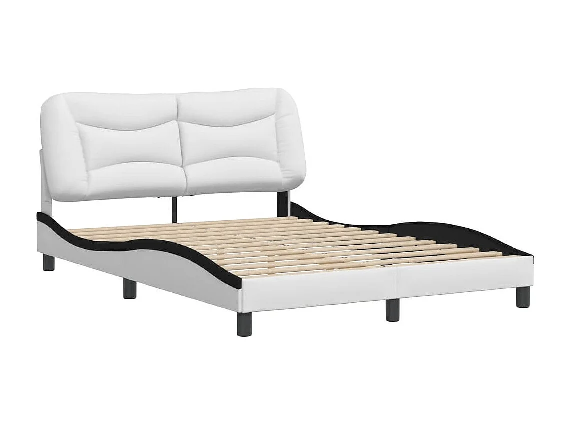 Cadre de lit et tête de lit blanc et noir 140x190 similicuir