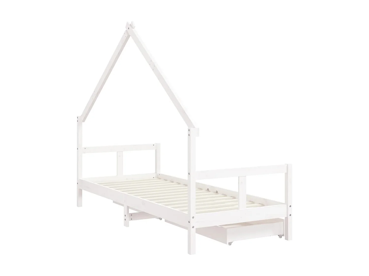 Cadre de lit enfant tiroirs blanc 80x200 bois de pin massif