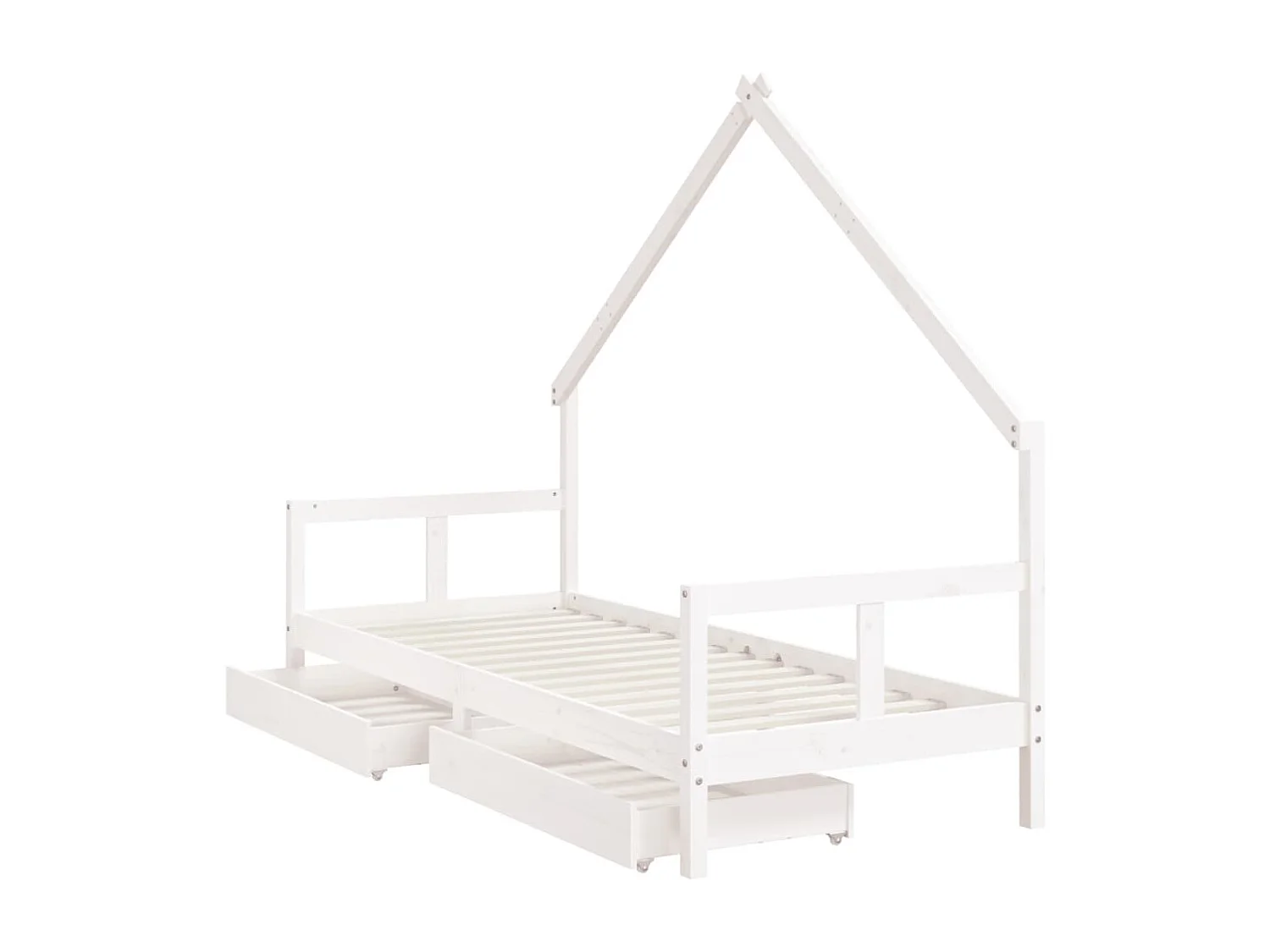Cadre de lit enfant tiroirs blanc 80x200 bois de pin massif