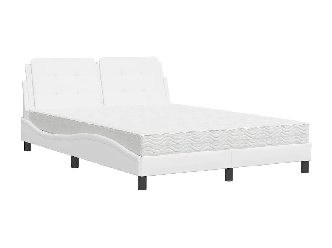 Lit avec matelas blanc 140x200 similicuir
