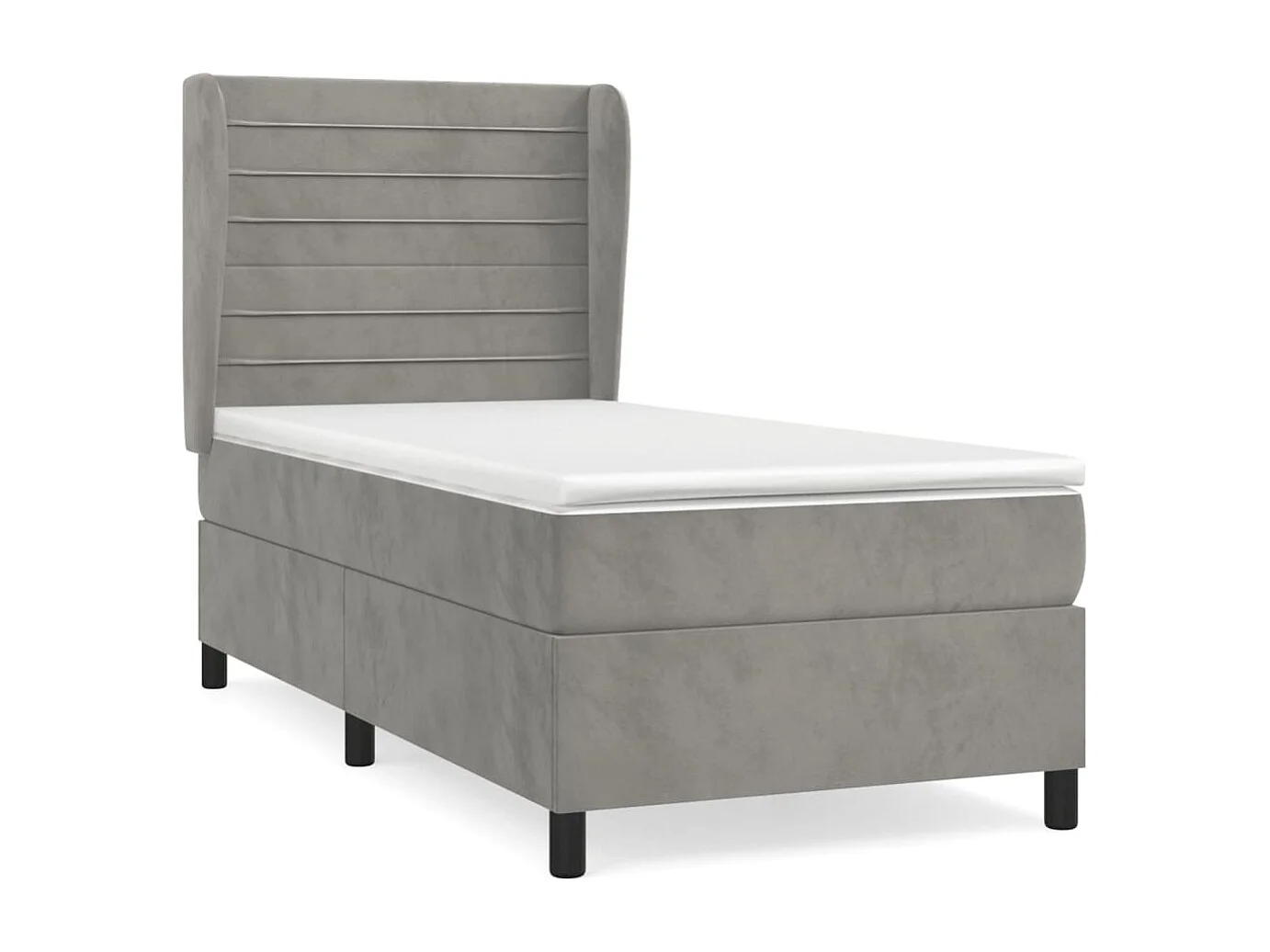Sommier à lattes de lit et matelas Gris clair 90x200 Velours