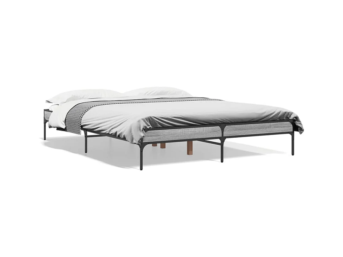 Cadre de lit sonoma gris 140x200 bois d'ingénierie et métal