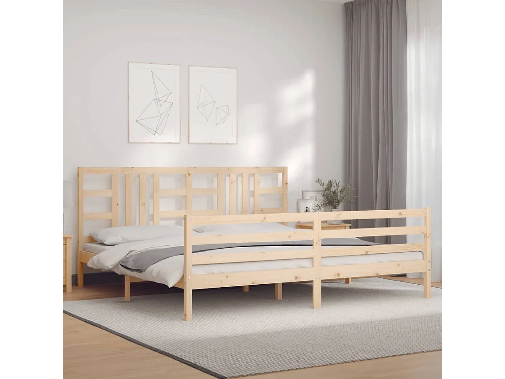 Cadre de lit avec tête de lit 200x200 bois massif