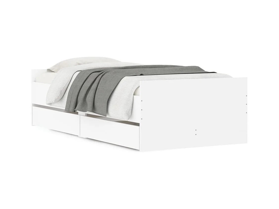 Cadre de lit avec tiroirs blanc 90x200