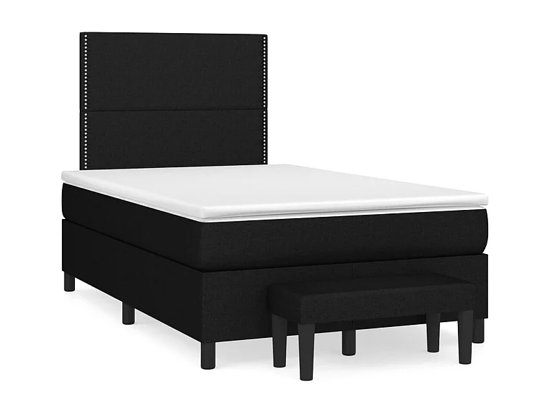 Sommier à lattes de lit avec matelas noir 120x190 tissu
