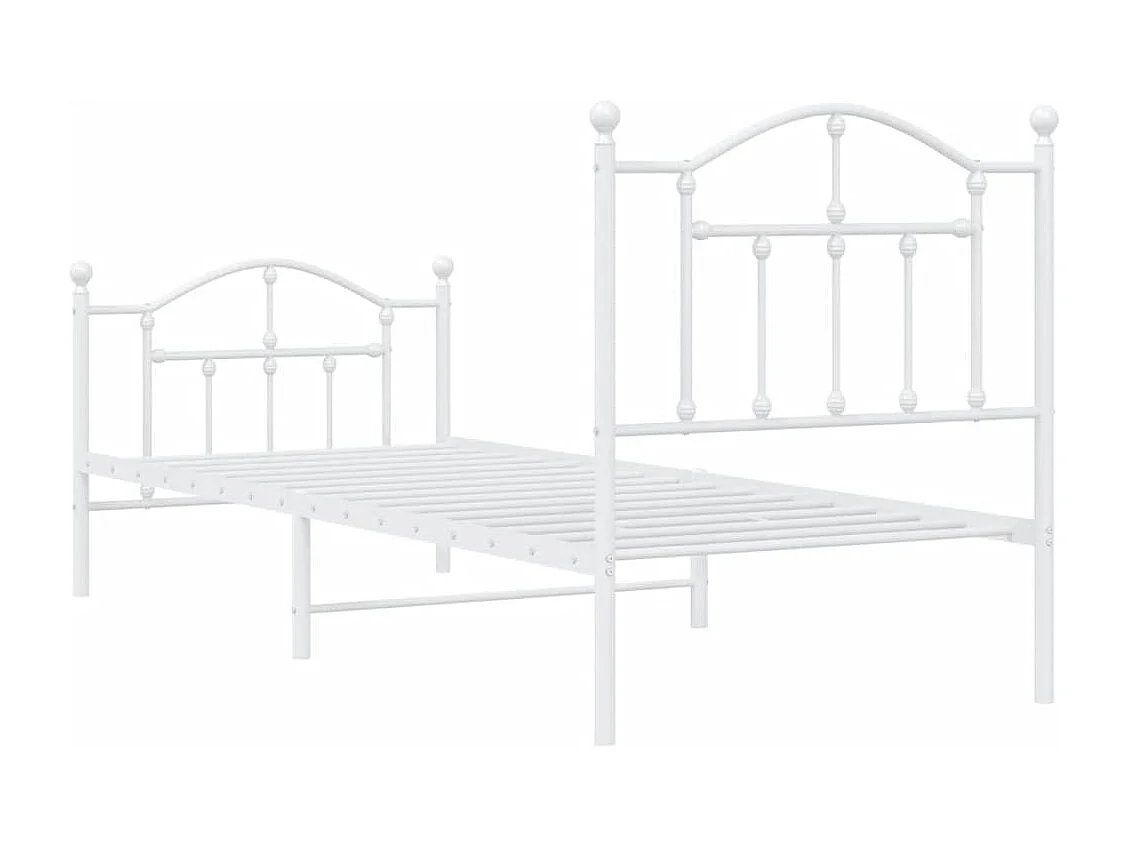 Cadre de lit métal avec tête de lit-pied de lit blanc 80x200