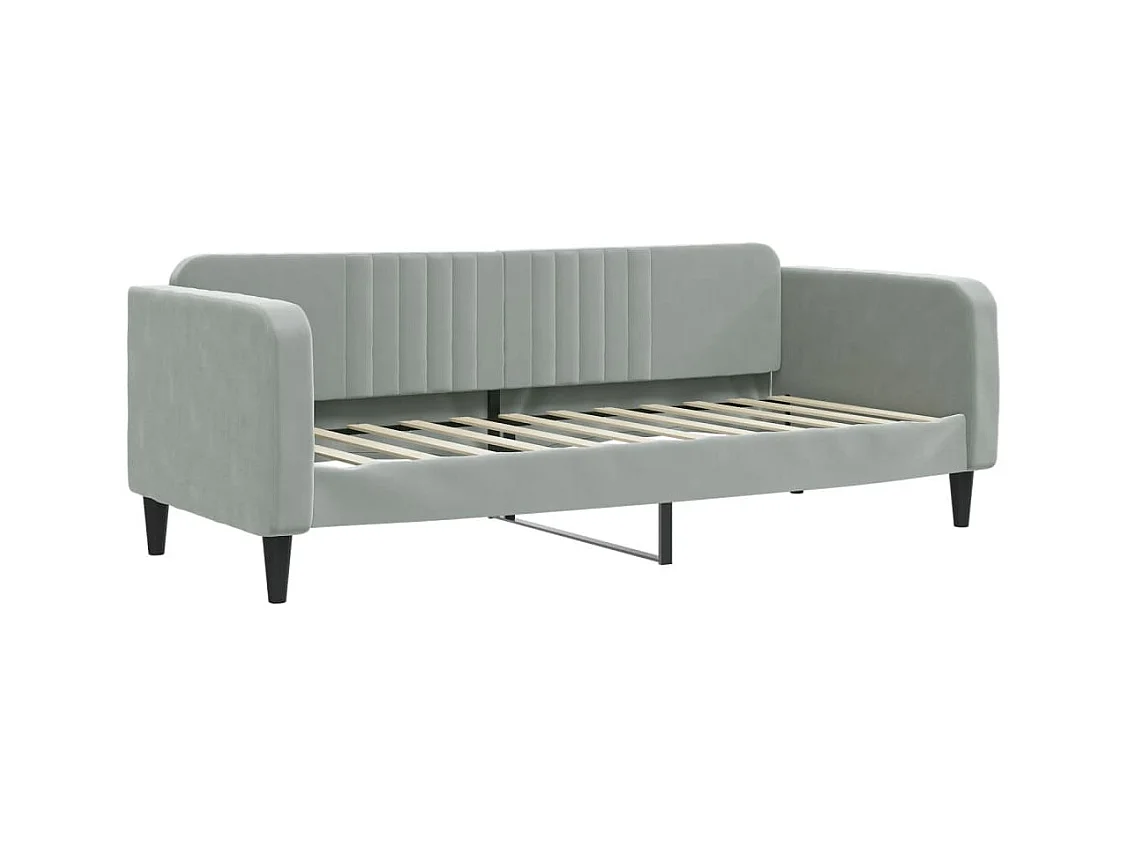 Lit de jour gris clair 80x200 velours