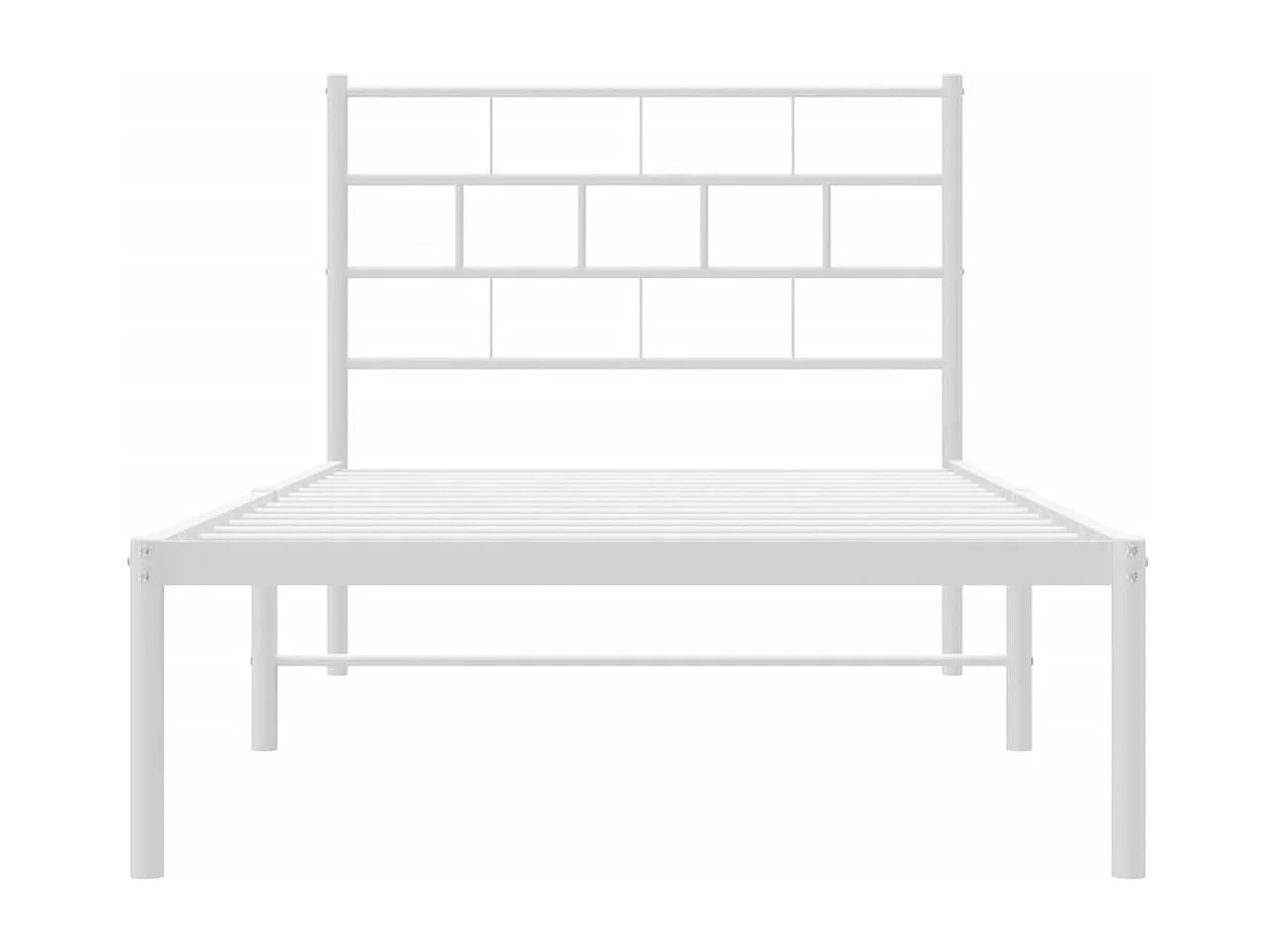 Cadre de lit métal avec tête de lit blanc 100x200