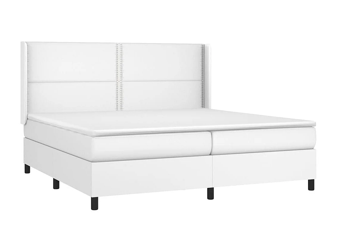Sommier à lattes de lit avec matelas Blanc 200x200 Similicuir