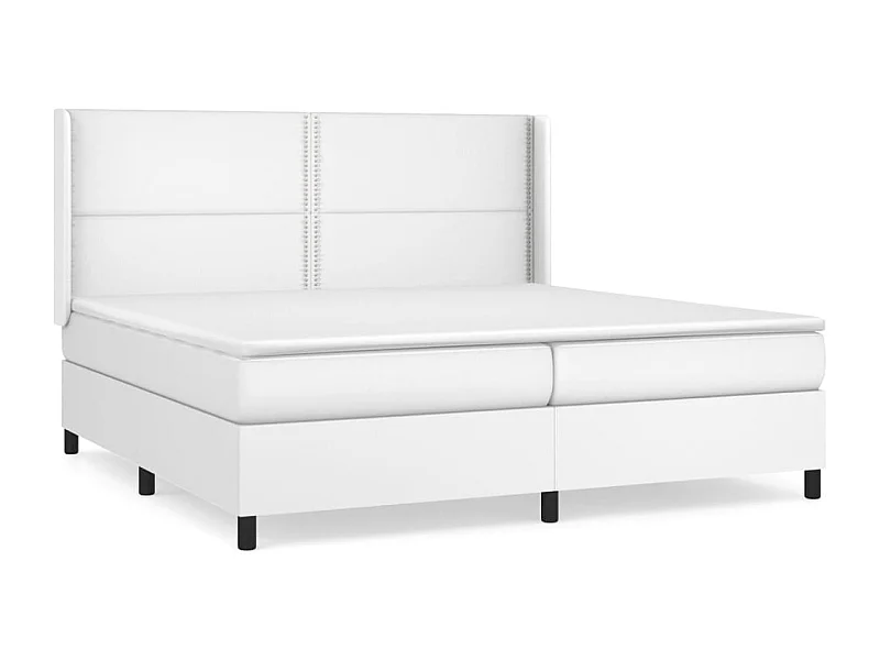 Sommier à lattes de lit avec matelas Blanc 200x200 Similicuir