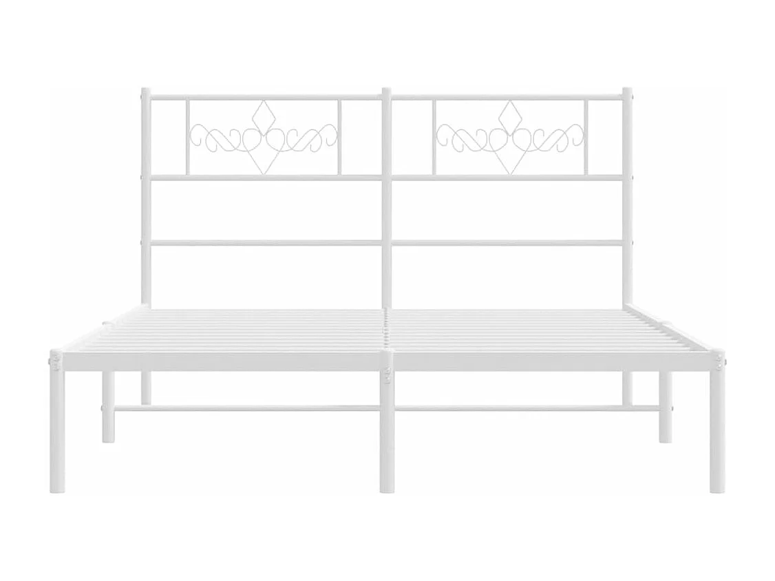 Cadre de lit métal avec tête de lit blanc 140x190