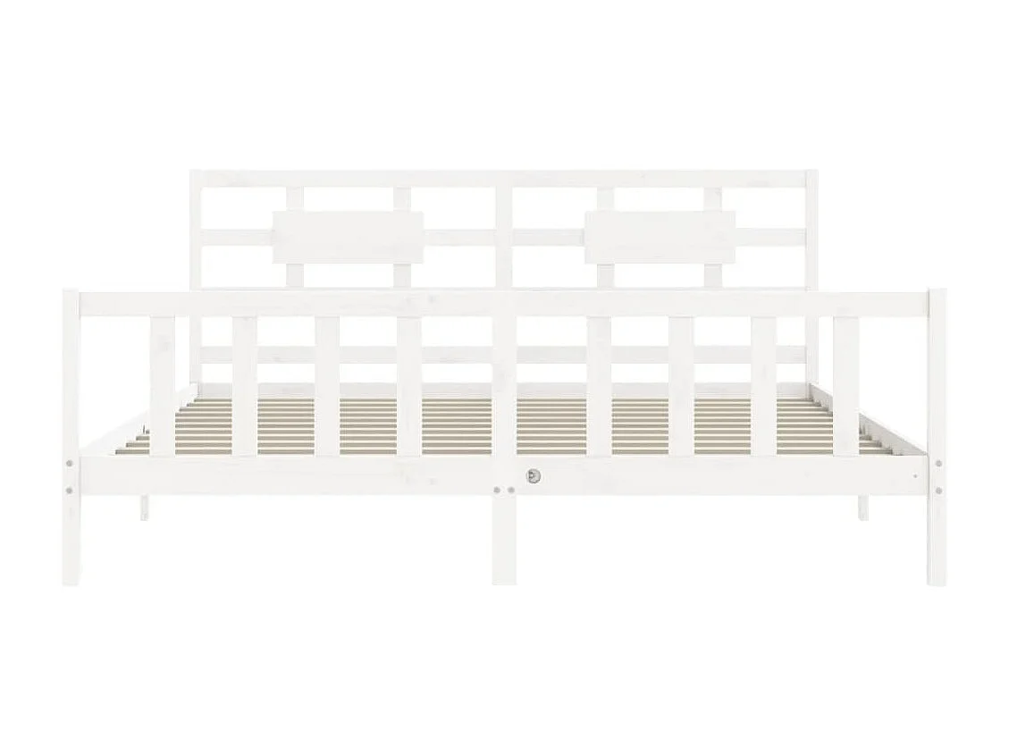 Cadre de lit avec tête de lit blanc 200x200 bois massif