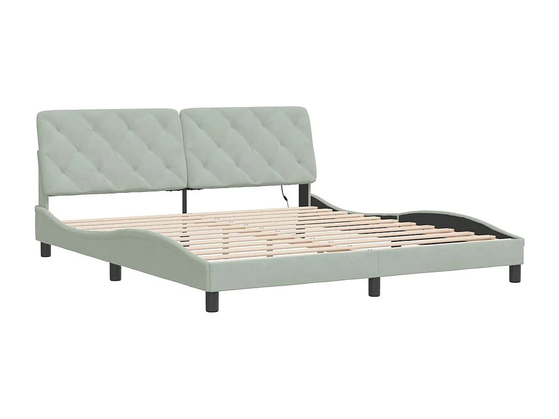 Bedframe met LED-verlichting fluweel lichtgrijs 180x200 cm