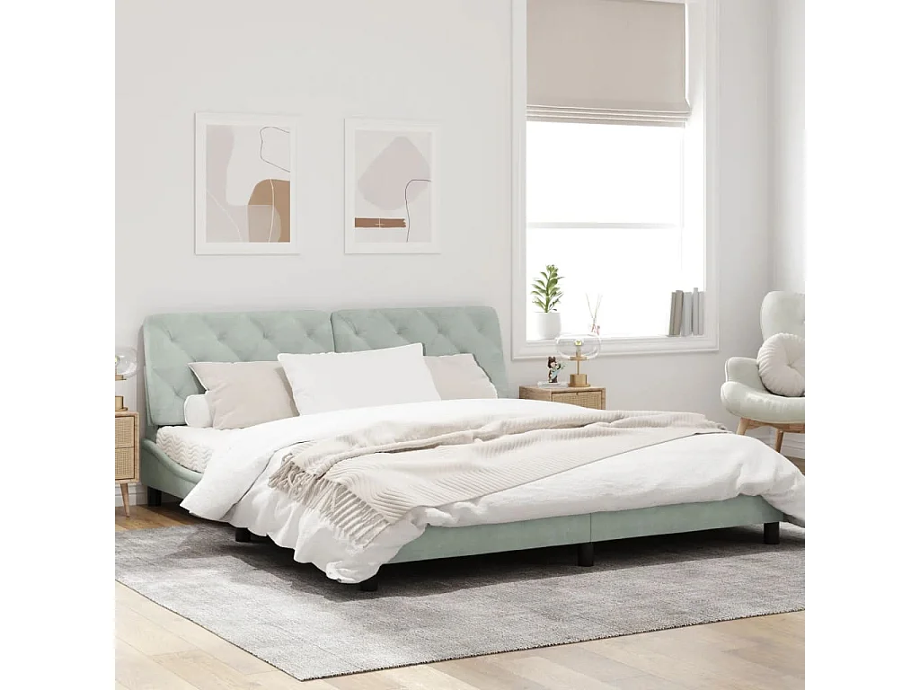 Bedframe met LED-verlichting fluweel lichtgrijs 180x200 cm