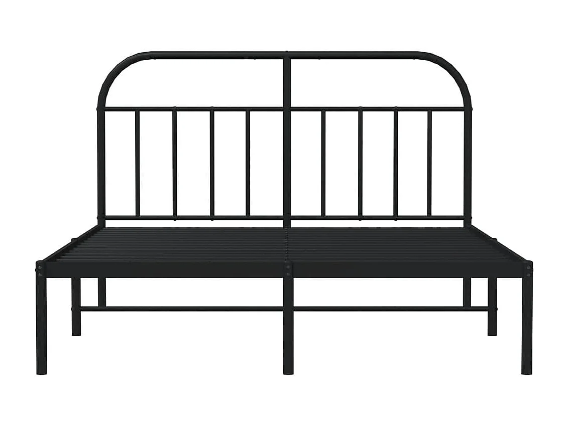 Cadre de lit métal avec tête de lit noir 135x190