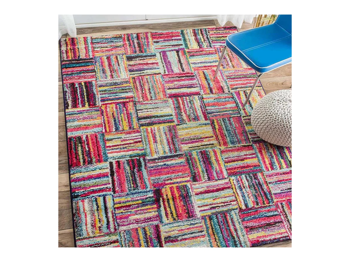 tapis salle à manger 240x340 tissé multicolore rectangle motif géométrique LYN6 BRIK