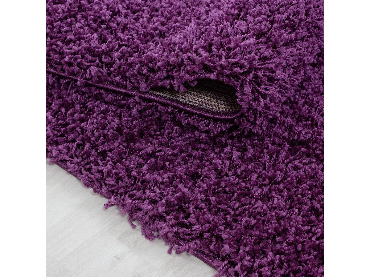 Tapis poils longs shaggy 60x110 rectangle tissé violet motif uni UNI L