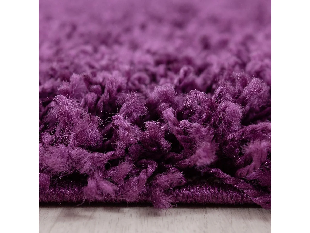 Tapis poils longs shaggy 60x110 rectangle tissé violet motif uni UNI L