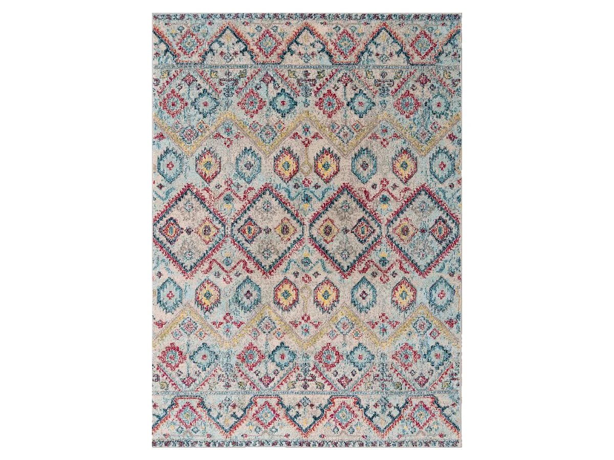 Tapis orient 200x290 rectangle rouge et vert tissé motif classique OLBA