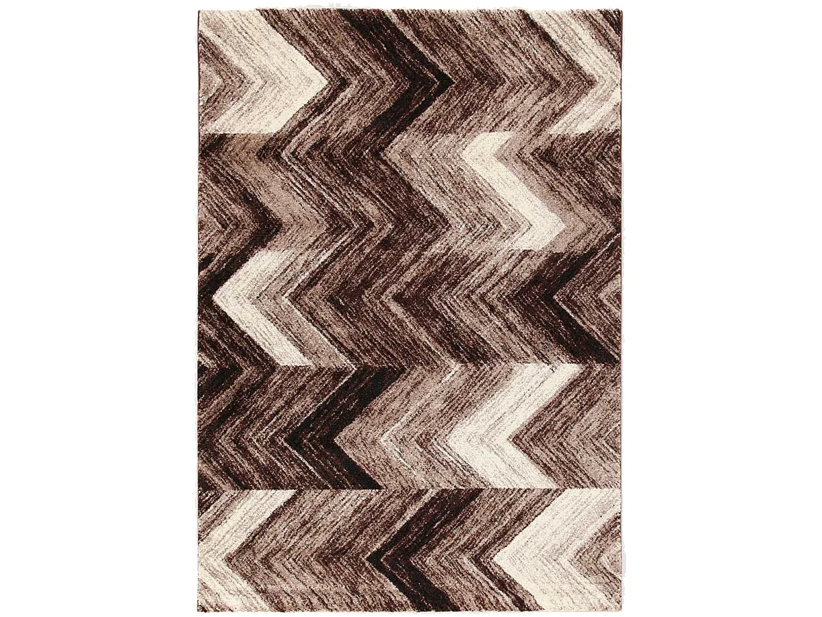 tapis salon 135x190 tissé marron rectangle motif géométrique COLORS