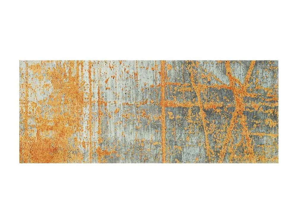 tapis entrée 70x120 tissé orange rectangle motif abstrait RUSTIC