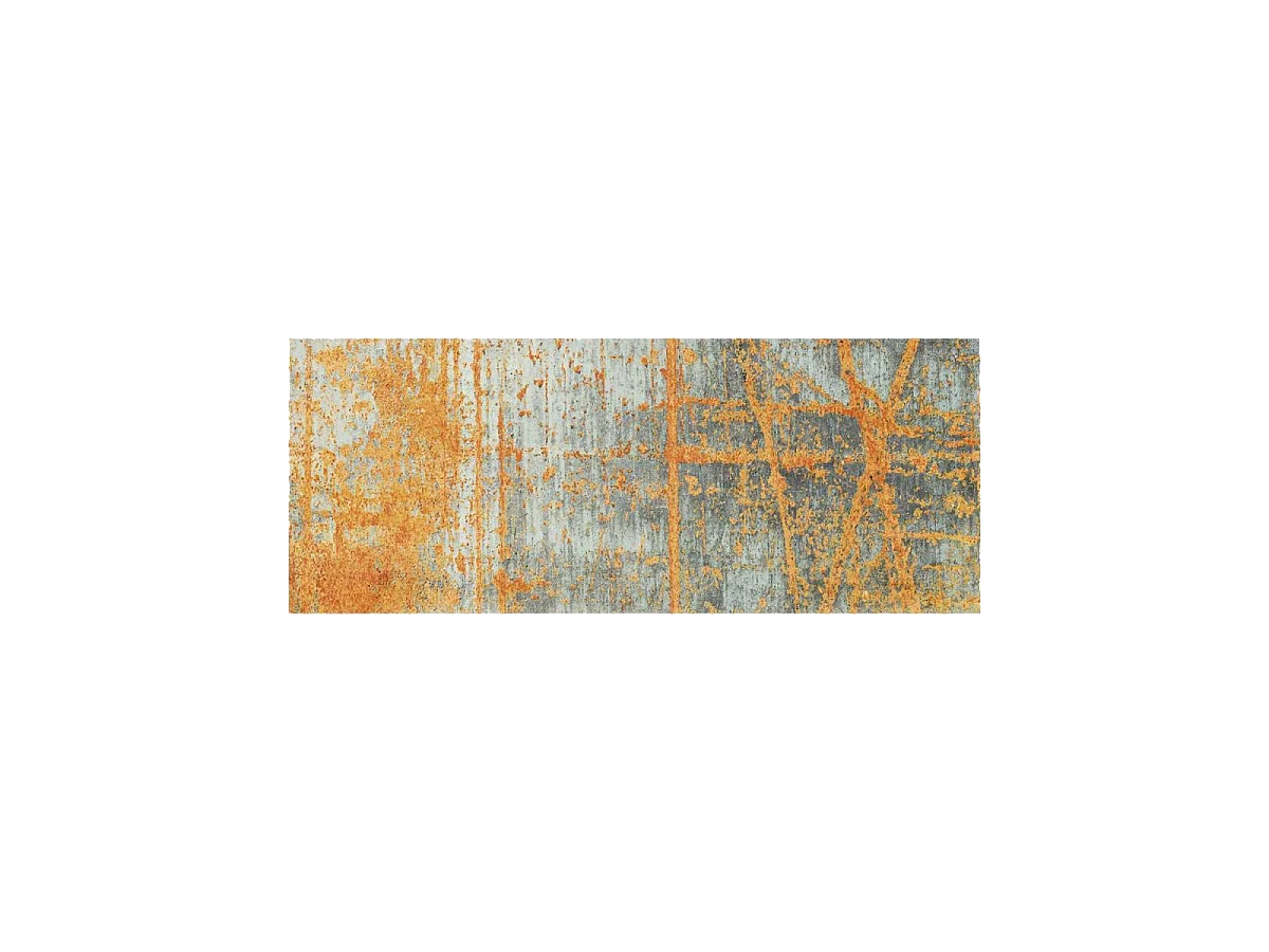 tapis entrée 70x120 tissé orange rectangle motif abstrait RUSTIC
