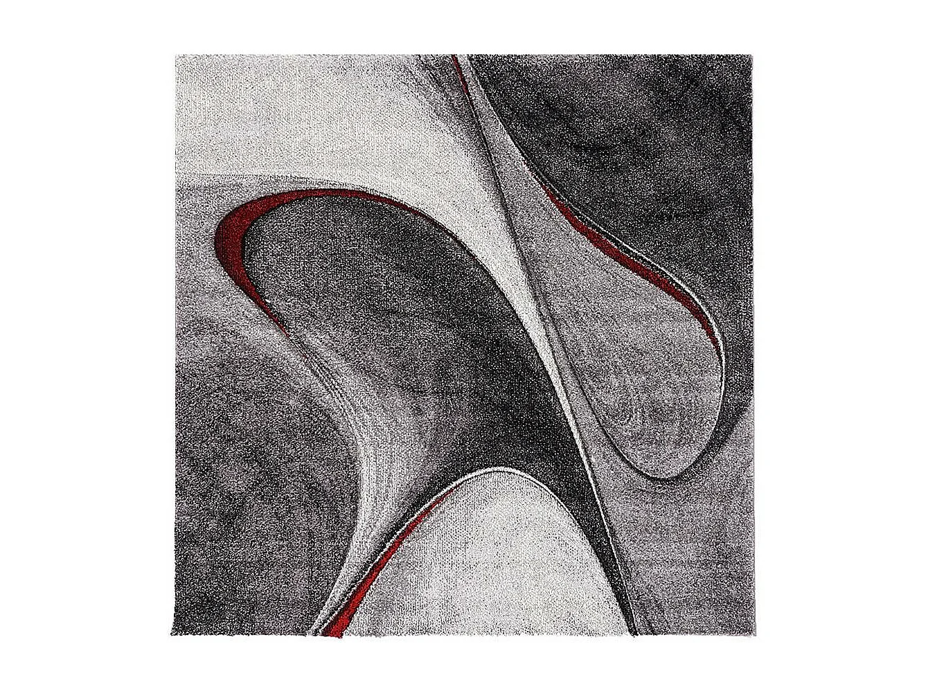 tapis salle à manger 280x380 tissé rouge et gris rectangle motif géométrique